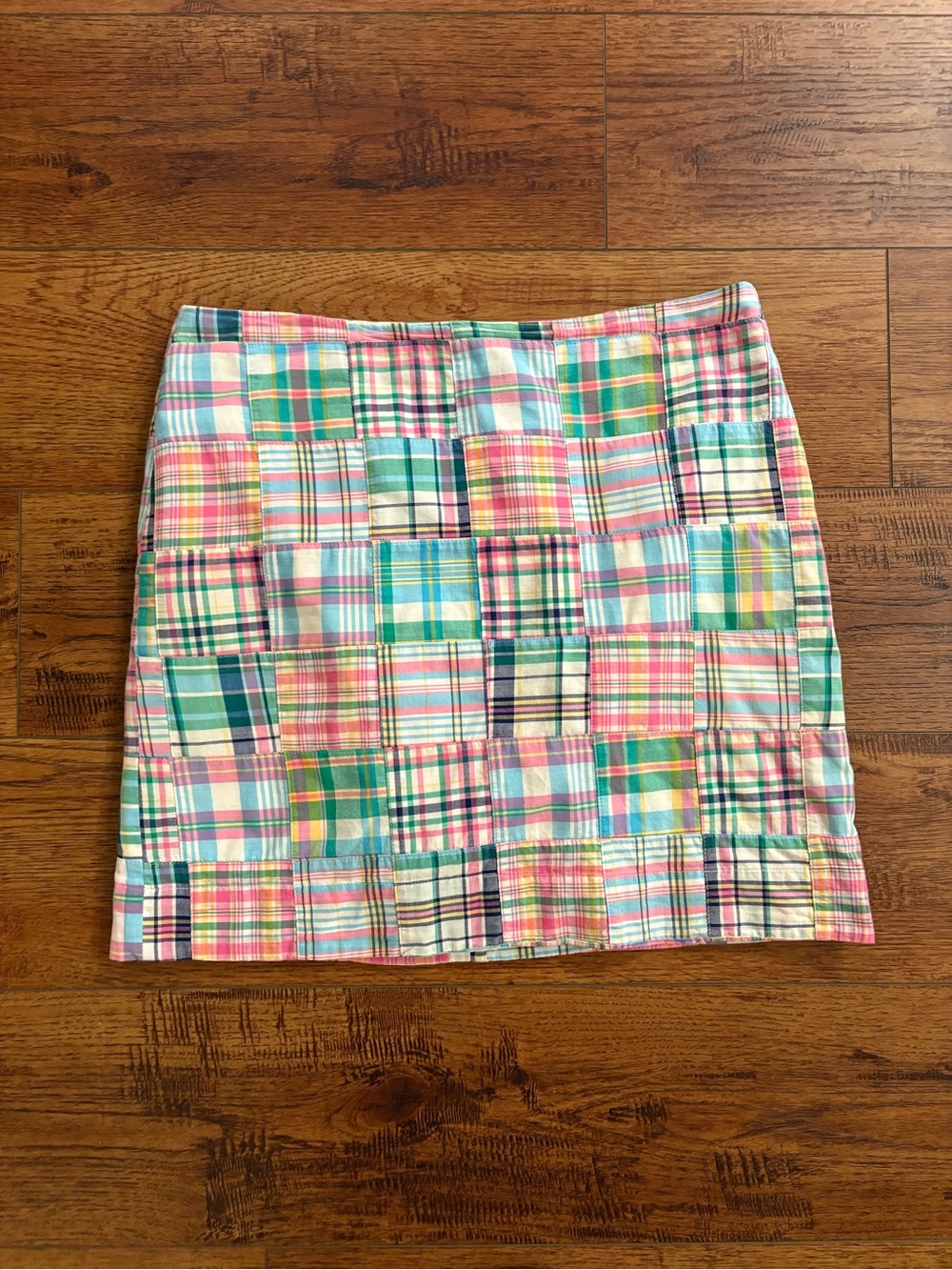 Talbots Petites 10P Patchwork Madras Skirt Lined Cotton Preppy Coastal